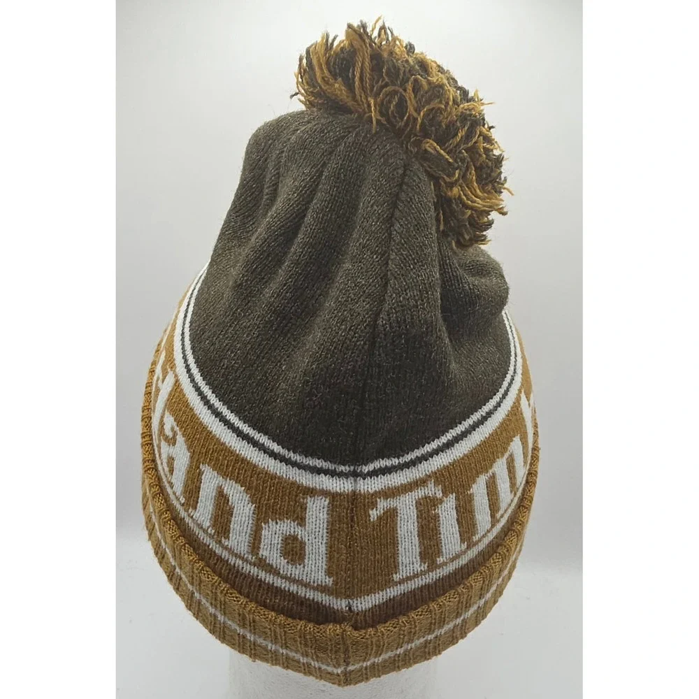 Timberland Brown Wheat Logo Knit Pom Beanie Hat‎ Youth OSFM